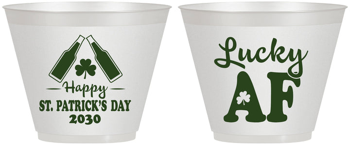 Custom St Patricks Day 9 oz Wine Frosted Cups - Lucky Af | 200017