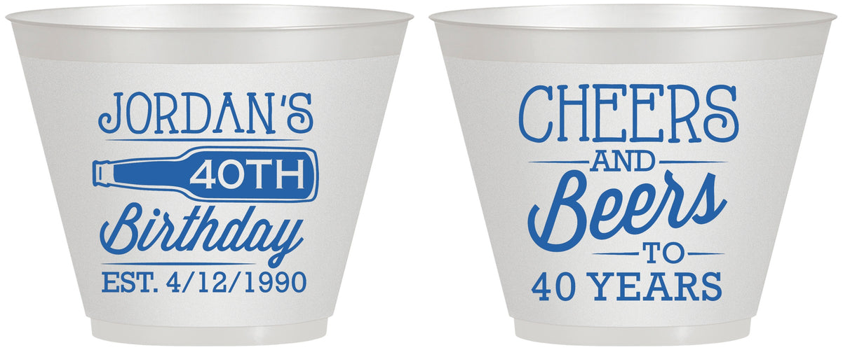 Custom Birthday 9 oz Wine Frosted Cups - Cheers Beers To 40 Years | 20002