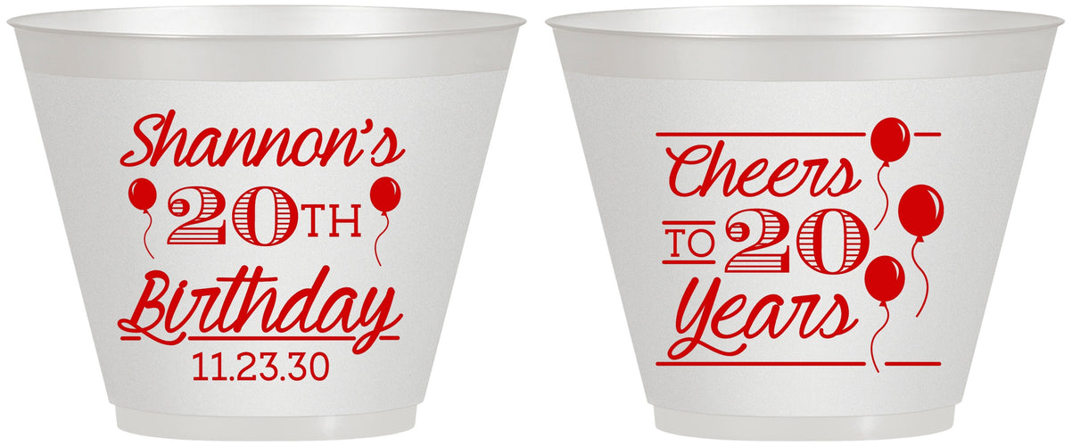Custom Birthday 9 oz Wine Frosted Cups - Cheers To 20 Years | 20004