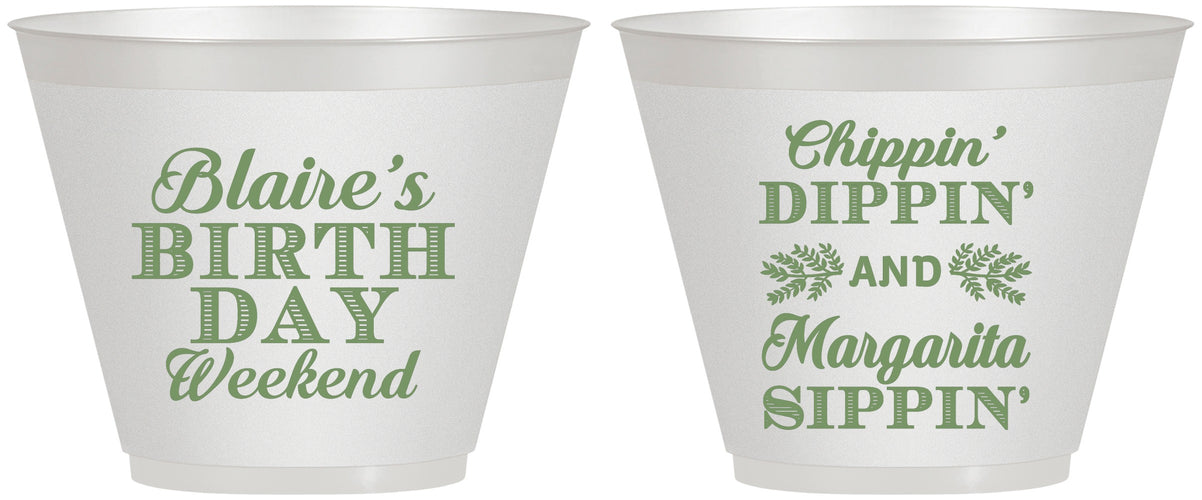 Custom Birthday 9 oz Wine Frosted Cups - Chippin Dippin Sippin | 20008