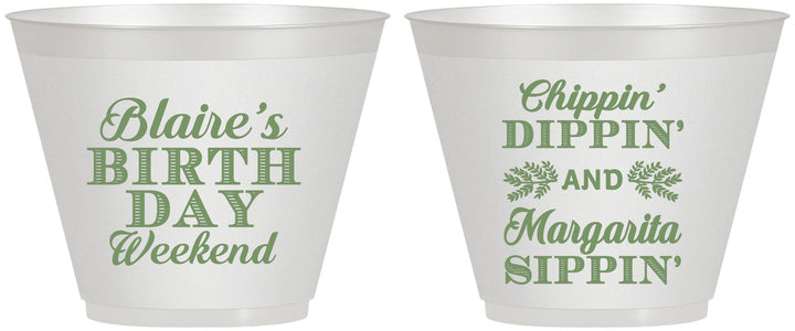Custom Birthday 9 oz Wine Frosted Cups - Chippin Dippin Sippin | 20008