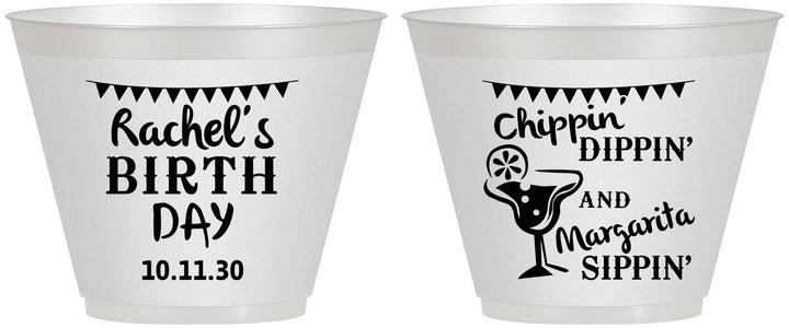 Custom Birthday 9 oz Wine Frosted Cups - Fiesta Margarita | 20009