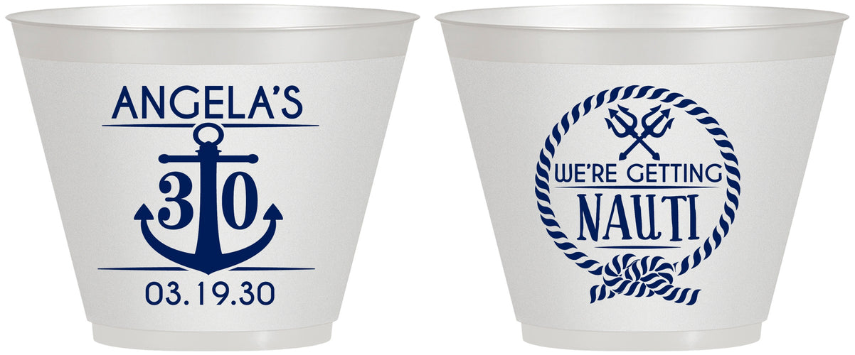 Custom Birthday 9 oz Wine Frosted Cups - 30th Nautical | 20010