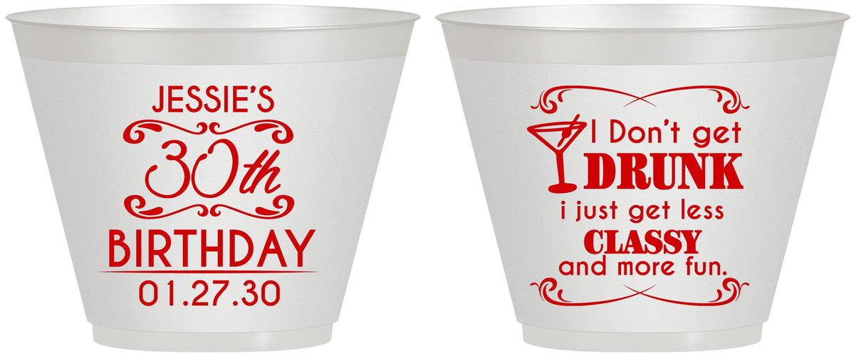 Custom Birthday 9 oz Wine Frosted Cups - Dirty 30 | 20011