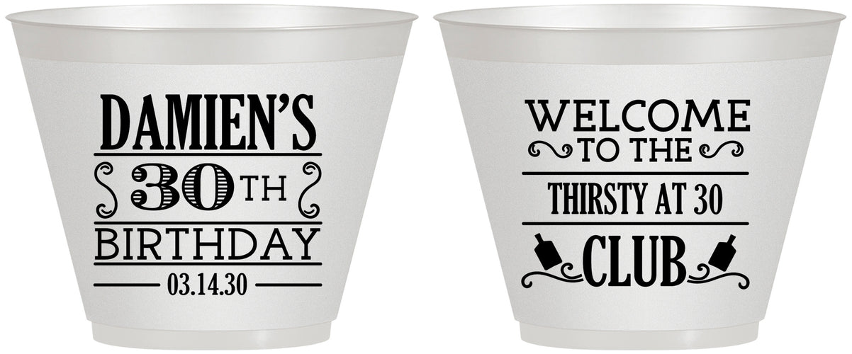 Custom Birthday 9 oz Wine Frosted Cups - 30th | 20016