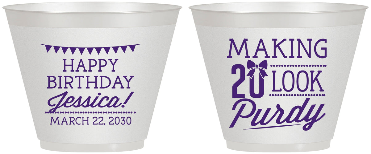 Custom Birthday 9 oz Wine Frosted Cups - 20th | 20021