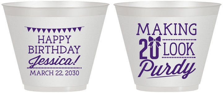 Custom Birthday 9 oz Wine Frosted Cups - 20th | 20021