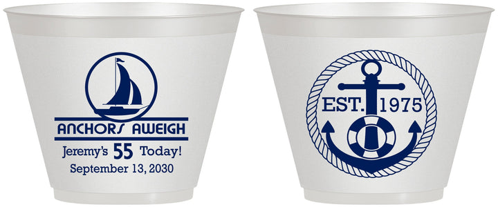 Custom Birthday 9 oz Wine Frosted Cups - 55th Nautical | 20025