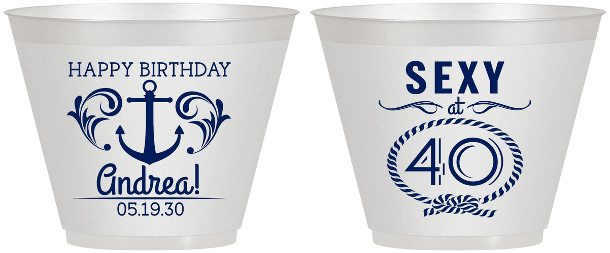 Custom Birthday 9 oz Wine Frosted Cups - Sexy At 40 | 20027