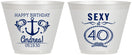 Custom Birthday 9 oz Wine Frosted Cups - Sexy At 40 | 20027