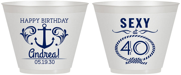 Custom Birthday 9 oz Wine Frosted Cups - Sexy At 40 | 20027