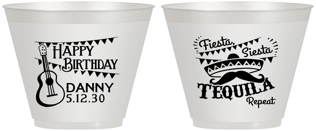 Custom Birthday 9 oz Wine Frosted Cups - Fiesta Siesta Tequila | 20033