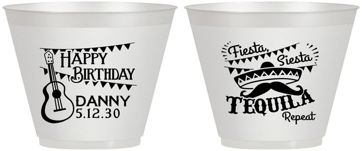 Custom Birthday 9 oz Wine Frosted Cups - Fiesta Siesta Tequila | 20033