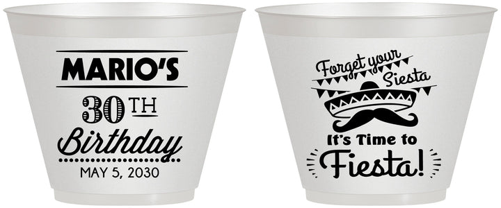 Custom Birthday 9 oz Wine Frosted Cups - 30th Fiesta | 20034