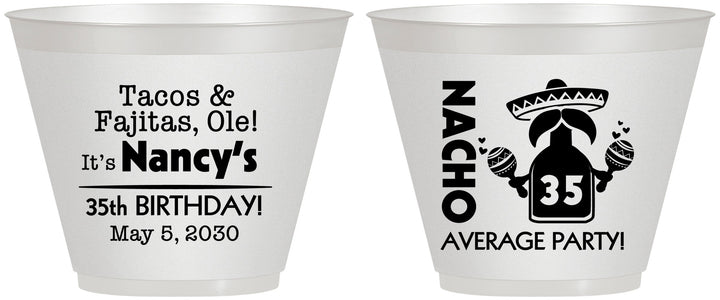 Custom Birthday 9 oz Wine Frosted Cups - 35th Nacho Average Party | 20036