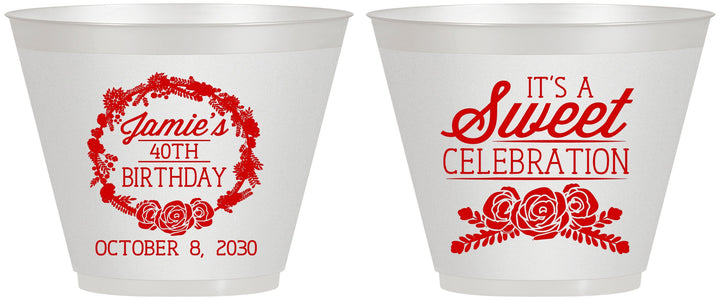 Custom Birthday 9 oz Wine Frosted Cups - 40th | 20040