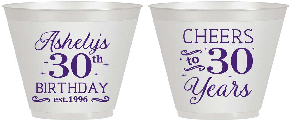 Custom Birthday 9 oz Wine Frosted Cups - Cheers To 30 Years | 20041