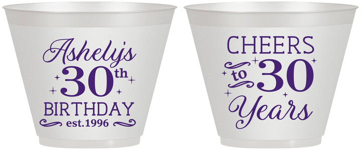 Custom Birthday 9 oz Wine Frosted Cups - Cheers To 30 Years | 20041