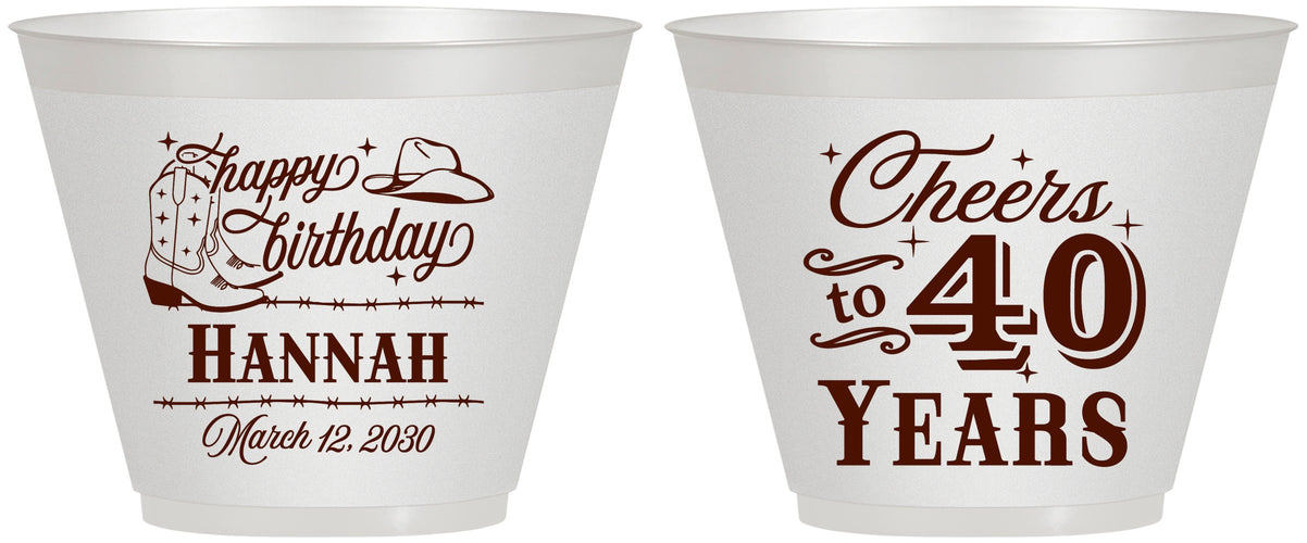 Custom Birthday 9 oz Wine Frosted Cups - 40th | 20042