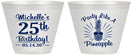 Custom Birthday 9 oz Wine Frosted Cups - 25th Pineapple | 20043