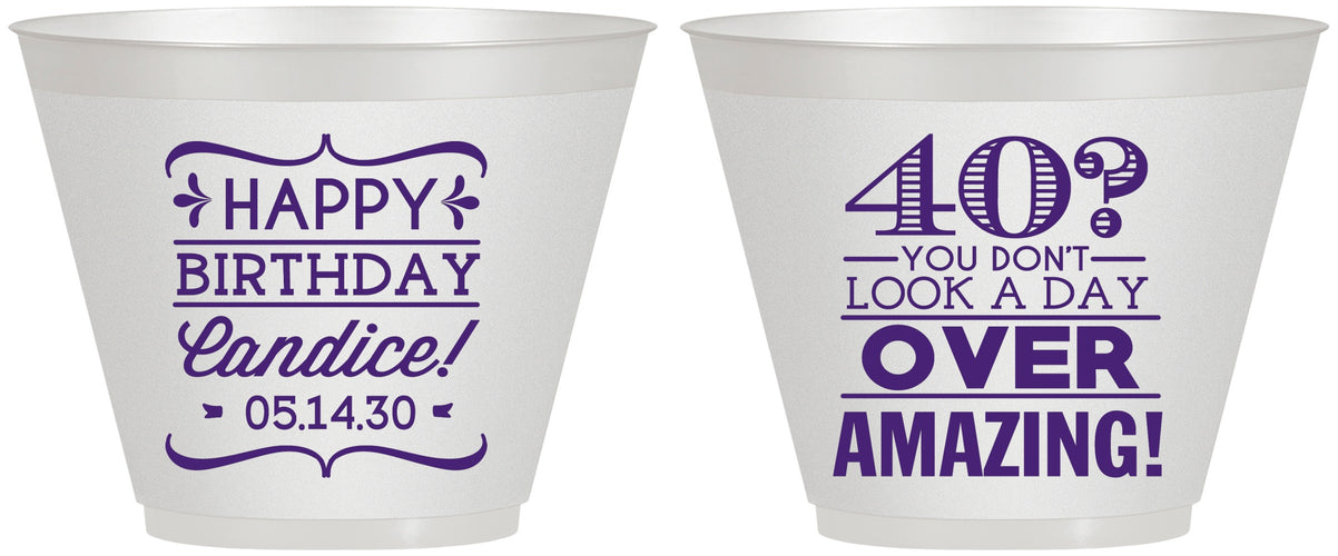 Custom Birthday 9 oz Wine Frosted Cups - 40th | 20044