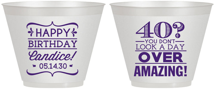 Custom Birthday 9 oz Wine Frosted Cups - 40th | 20044