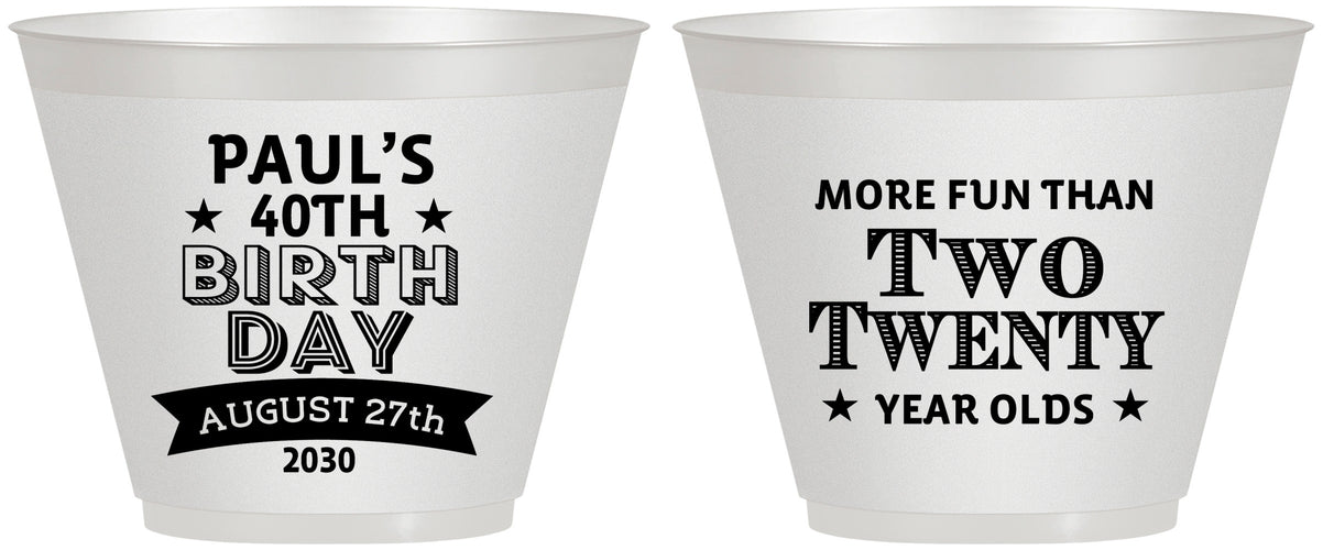 Custom Birthday 9 oz Wine Frosted Cups - 40th | 20045
