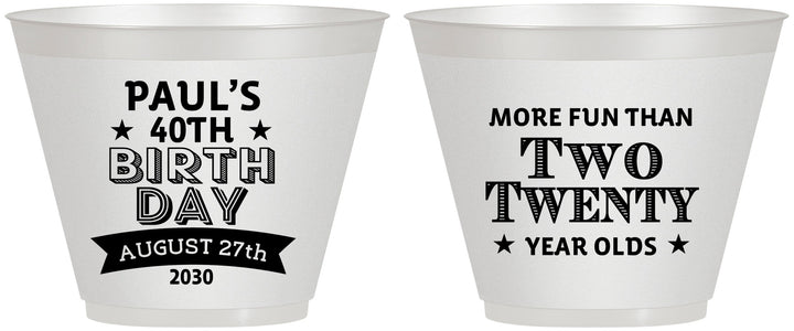 Custom Birthday 9 oz Wine Frosted Cups - 40th | 20045