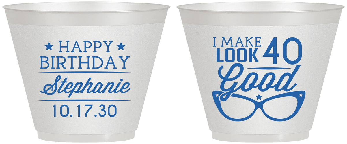 Custom Birthday 9 oz Wine Frosted Cups - 40th | 20048