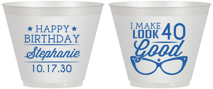 Custom Birthday 9 oz Wine Frosted Cups - 40th | 20048