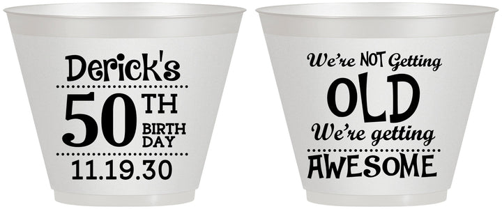 Custom Birthday 9 oz Wine Frosted Cups - 50th | 20052