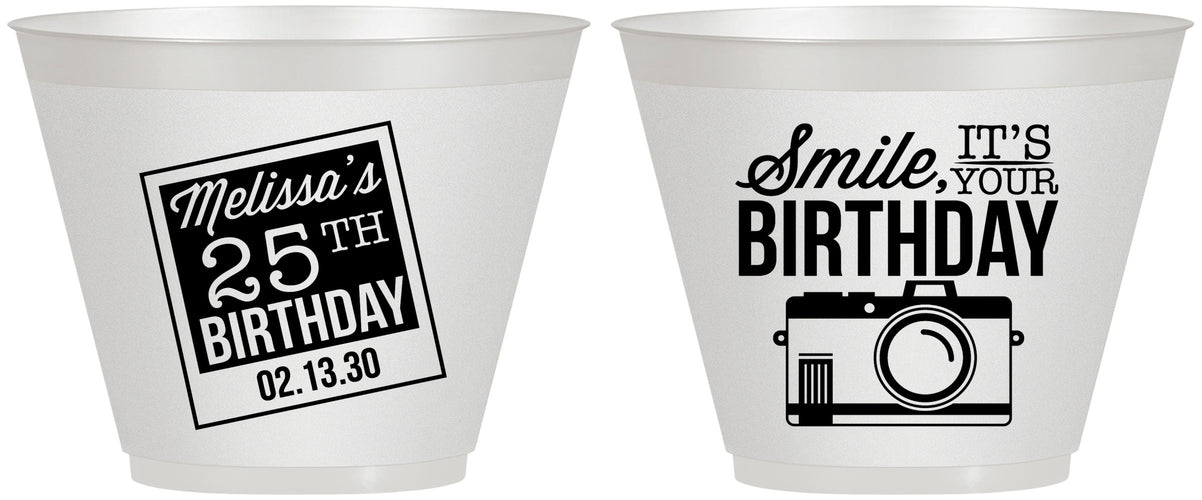 Custom Birthday 9 oz Wine Frosted Cups - 25th | 20053