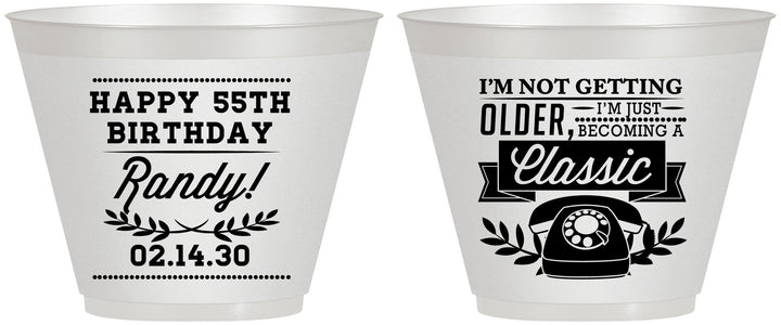 Custom Birthday 9 oz Wine Frosted Cups - 55th Classic Phone | 20058
