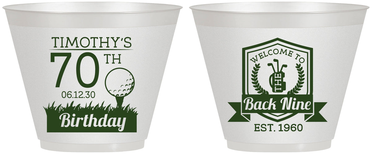 Custom Birthday 9 oz Wine Frosted Cups - 70th Golf | 20061