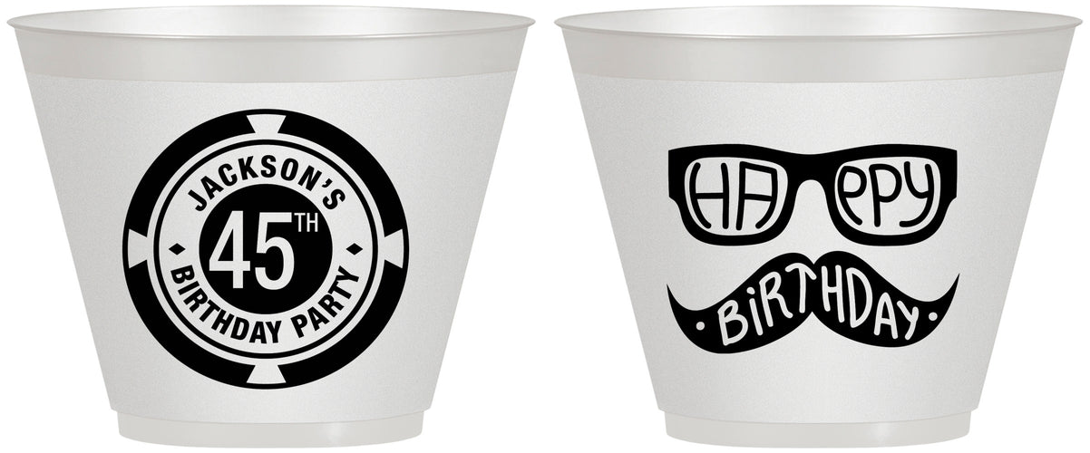 Custom Birthday 9 oz Wine Frosted Cups - 45th Las Vegas | 20064