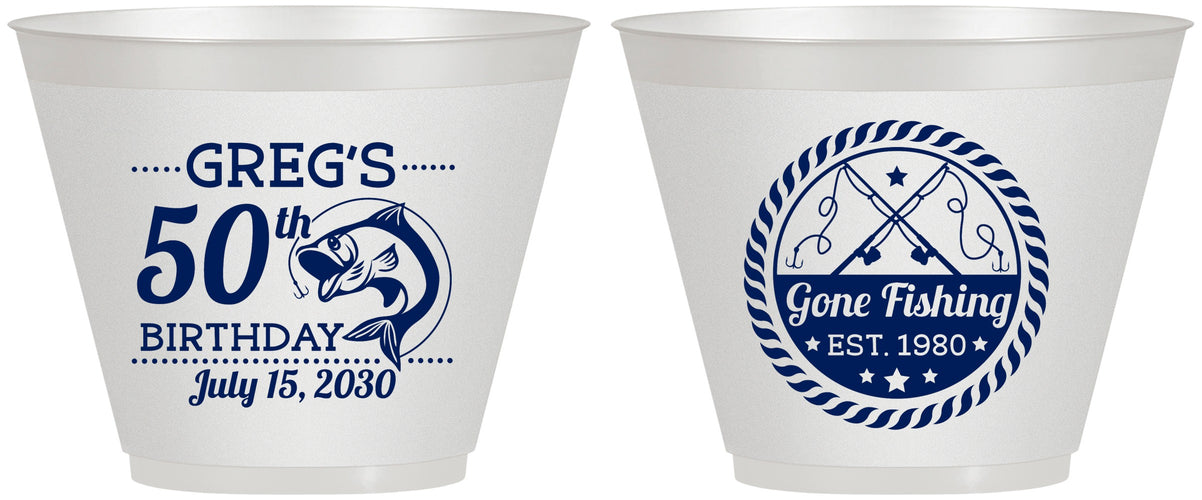 Custom Birthday 9 oz Wine Frosted Cups - 50th Nautical | 20065