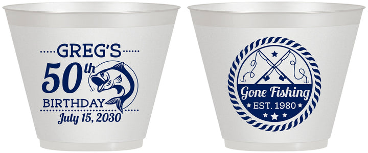 Custom Birthday 9 oz Wine Frosted Cups - 50th Nautical | 20065