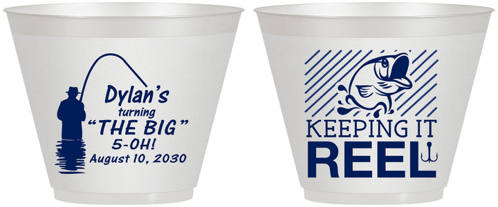 Custom Birthday 9 oz Wine Frosted Cups - 50th Keeping It Reel | 20067