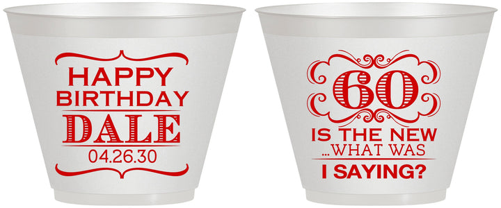 Custom Birthday 9 oz Wine Frosted Cups - 60th | 20070