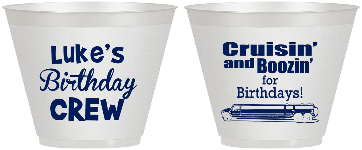 Custom Birthday 9 oz Wine Frosted Cups - Crusin Boozin | 20073