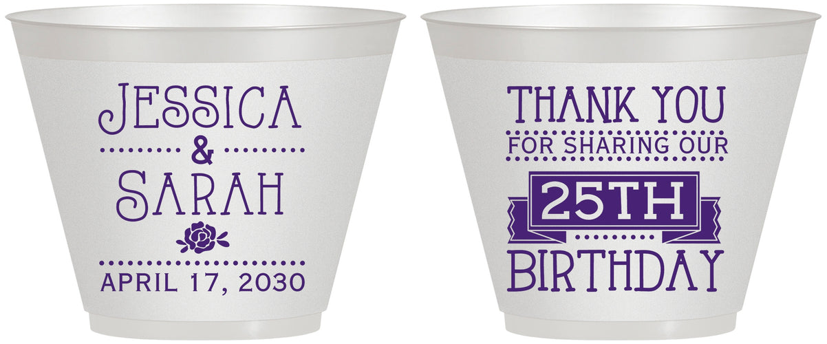 Custom Birthday 9 oz Wine Frosted Cups - 25th | 20075