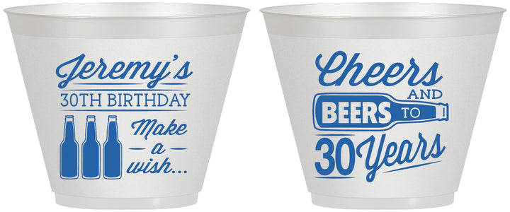 Custom Birthday 9 oz Wine Frosted Cups - Cheers Beers To 30 Years | 20076