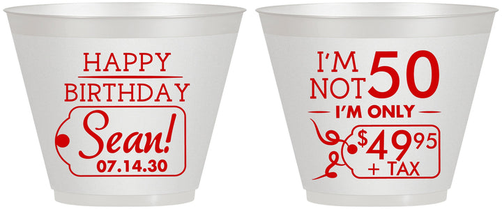 Custom Birthday 9 oz Wine Frosted Cups - 50th | 20080