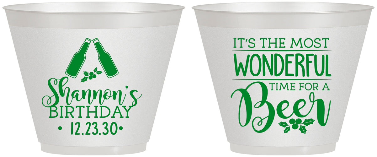 Custom Birthday 9 oz Wine Frosted Cups - Christmas | 20082