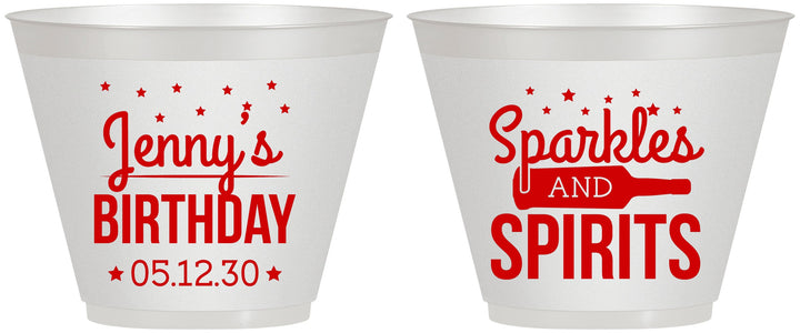 Custom Birthday 9 oz Wine Frosted Cups - Sparkles Spirits | 20083