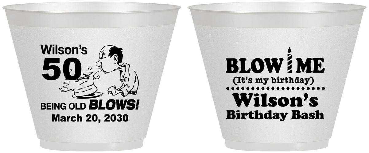 Custom Birthday 9 oz Wine Frosted Cups - 50th | 20085