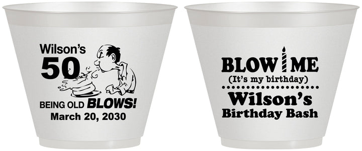 Custom Birthday 9 oz Wine Frosted Cups - 50th | 20085