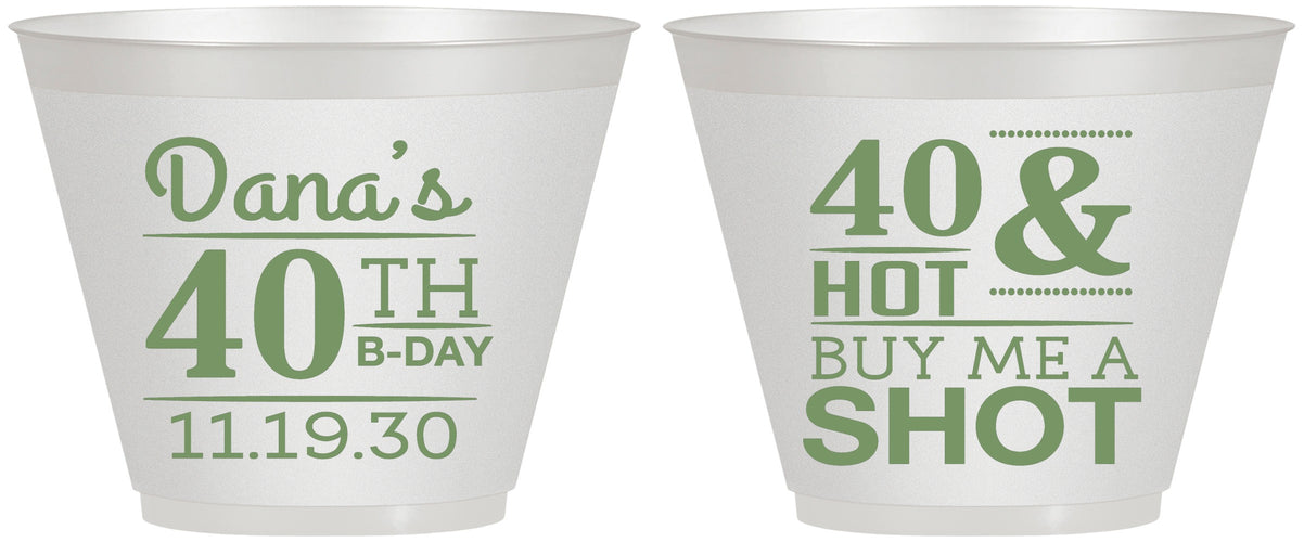 Custom Birthday 9 oz Wine Frosted Cups - 40th | 20086