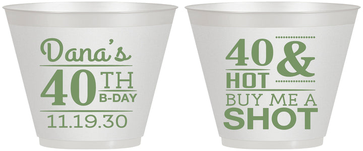 Custom Birthday 9 oz Wine Frosted Cups - 40th | 20086
