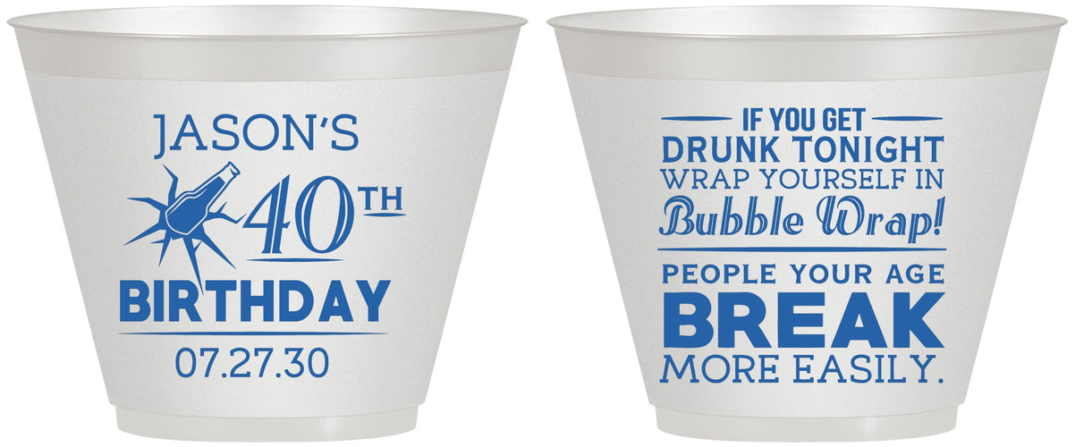 Custom Birthday 9 oz Wine Frosted Cups - 40th | 20088